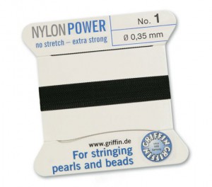 Скидка! GRIFFIN Nylon Power Шнур для бусин, 2 м, 0,35 мм, цвет: черный, арт. 072001